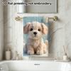 Cute Felt Puppy Print Bath Towel, Soft Absorbent Quick Dry Towel for Bathroom