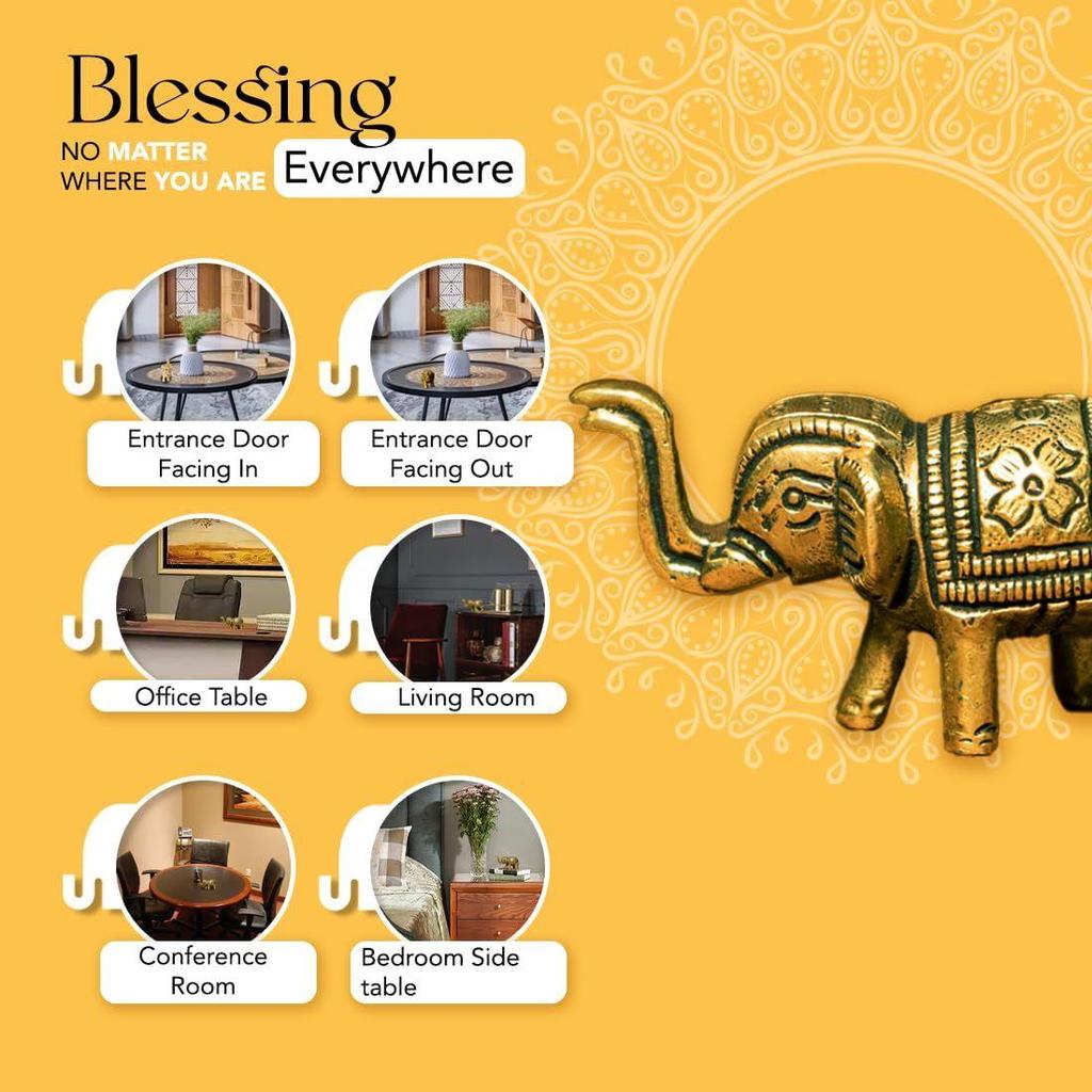 100% чистая латунная фигурка слона-идола, фен-шуй (Маленький размер)