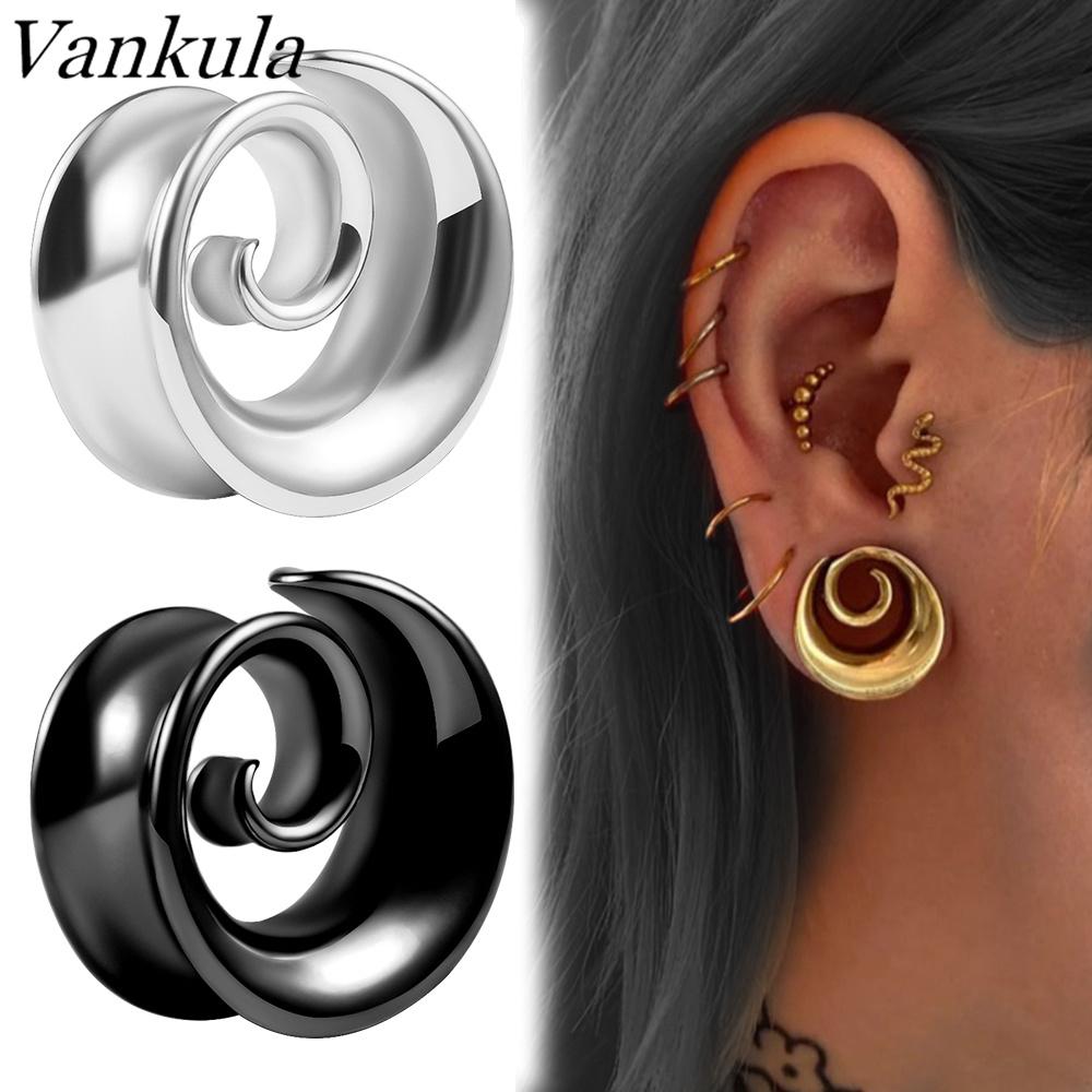 Vankula 2 шт. Новые круглые спиральные заглушки-седла для растянутых мочек ушей, тоннели, расширители, пирсинг, украшения для тела
