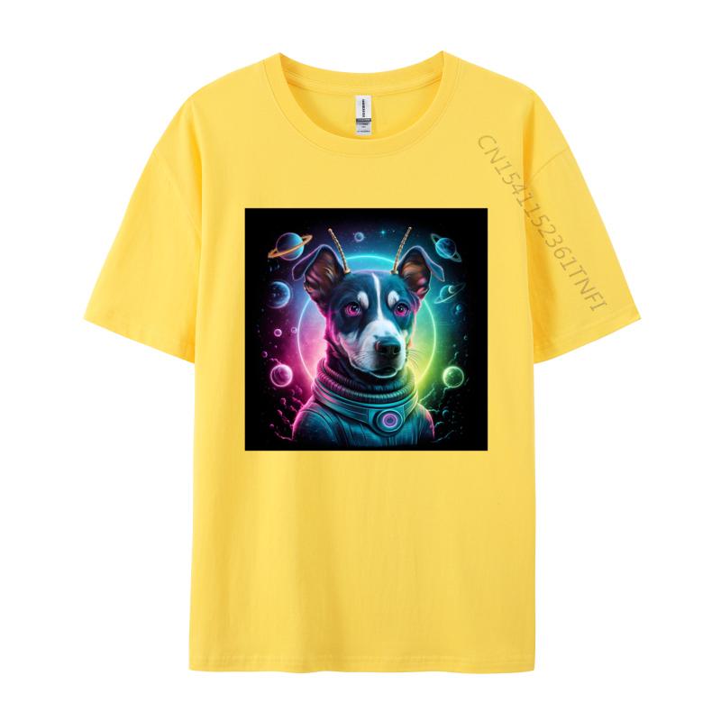 Camisa Tops Shirts Alien dog In Space Tshirts Problem Solved T Shirt Unisex Crazy Alien Dog Pure Cotton Tshirts