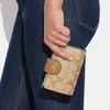 New COACH Corner Zip Coated Canvas With Leather Coin Purse Wallet Women's Khaki C0082-IMNLJ