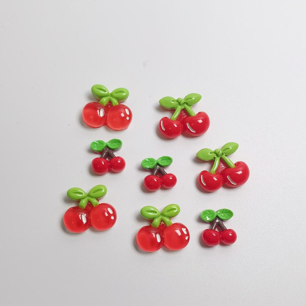 100pcs Kawaii Diy Resin Mini Cherry Charms Flatback Doll House Miniatures Scrapbooking Supplies Embellishment Cabochon Materials