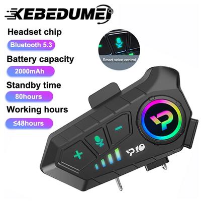 Kebedumei Bluetooth 5.3 Гарнитура для мотоциклетного шлема Беспроводная громкая связь Телефонный комплект Водонепроницаемые наушники MP3-плеер Динамик