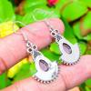 Rose Quartz Gemstone Handmade 925 Sterling Silver Jewelry Earring 1.73" Z3n88