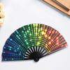 1pcs Chinese Japanese Gradient Reflective Foldable Fan Music Festival Rave Fan 33cm Large