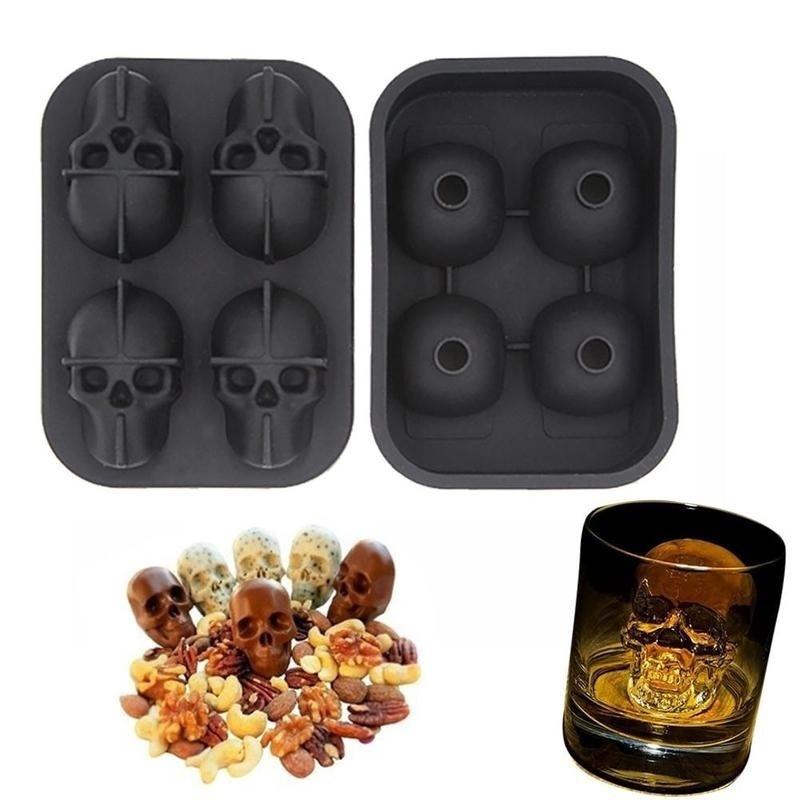 Бар Креативная форма 4 Равномерных Кубика Льда в Виде Черепа Силиконовая Форма для Льда Инструменты для Домашнего DIY Лоток для Льда Форма для Мороженого