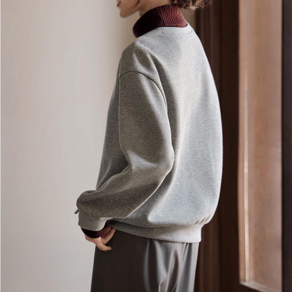 Контрастная вышитая водолазка-толстовка Весна Новый стиль Контрастная вышитая толстовка