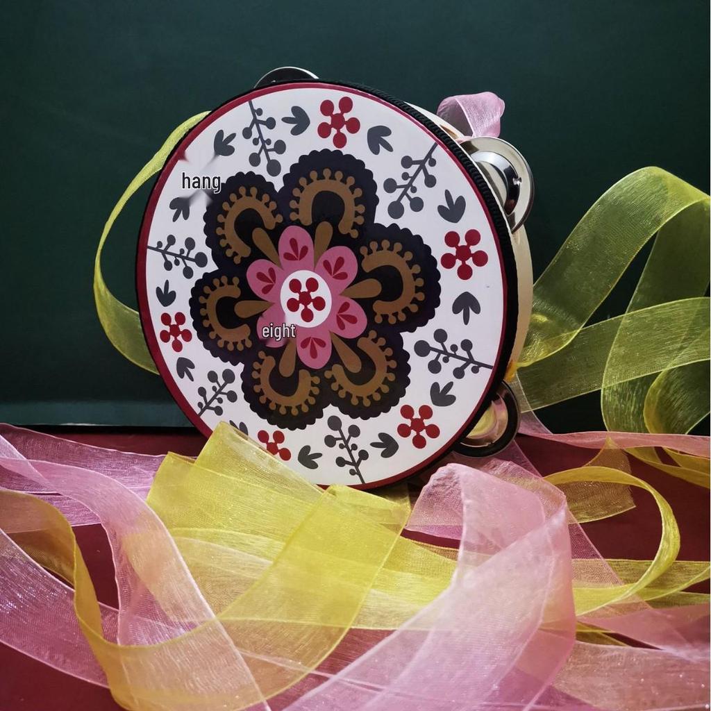 6" & 7" Uyghur Ribbon Tambourine Hand Drum for Dunhuang Apsara Dance