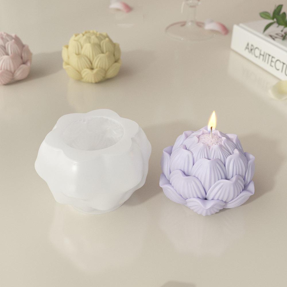 Гипсовая смола 3D форма лотоса Забавные DIY поделки Силиконовая форма для свечей Многоразовая форма для эпоксидной смолы ручной работы Мастика
