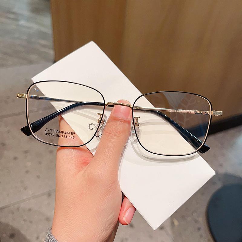 Металлическая ретро-полигональная большая оправа для очков для мужчин с повседневными большими лицами может быть оснащена оправами для очков по рецепту