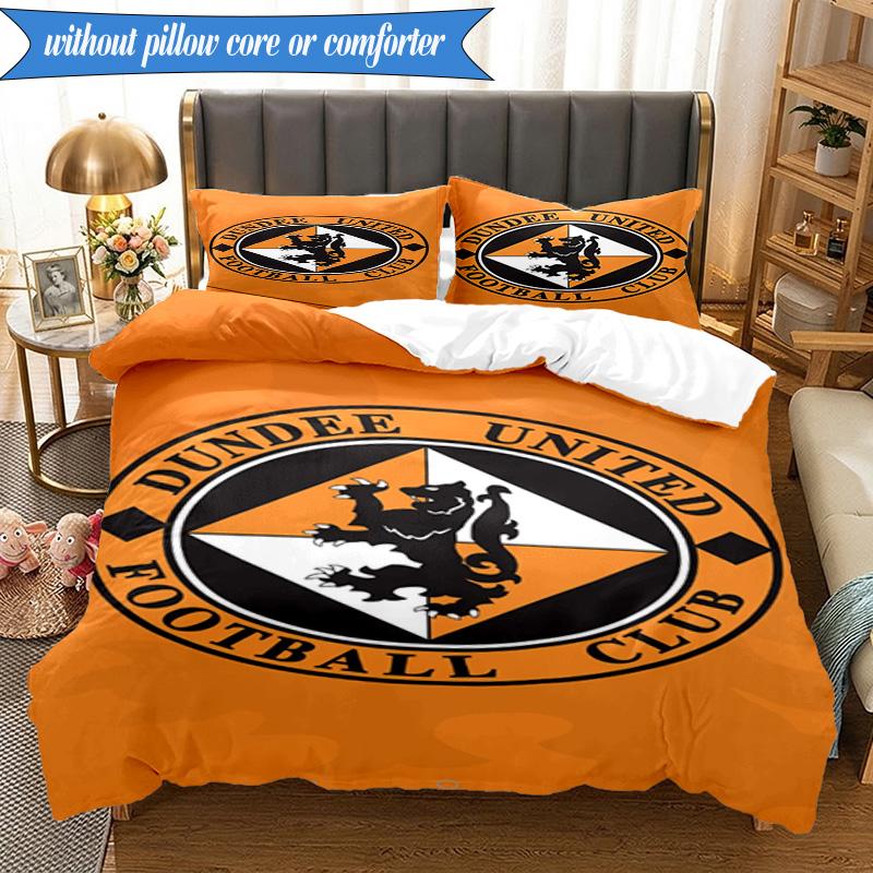 3PCS Dundee United Crest Printed Soft Bedding Set,Including 1pc Duvet Cover And 2pcs Pillowcases Perfect for Bedroom, Dormitory, Fan gift