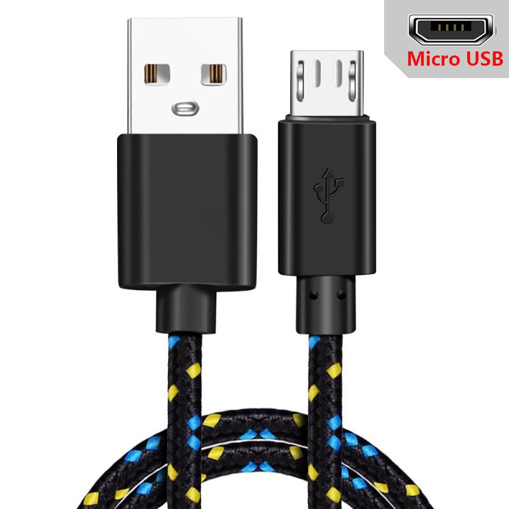 Кабель Micro USB 1 м/2 м/3 м USB-кабель для синхронизации данных и зарядки для телефонов Samsung Huawei Xiaomi HTC Android, нейлоновые кабели MicroUSB в оплетке