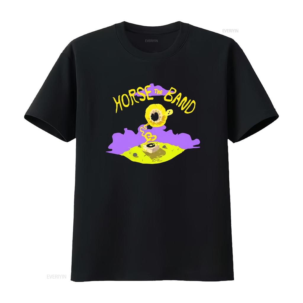 HORSE THE BAND Retro Gramophone Design Hardcore Nintendocore T Shirt for Music Lovers vintage Washed Stretched Stylish graphic