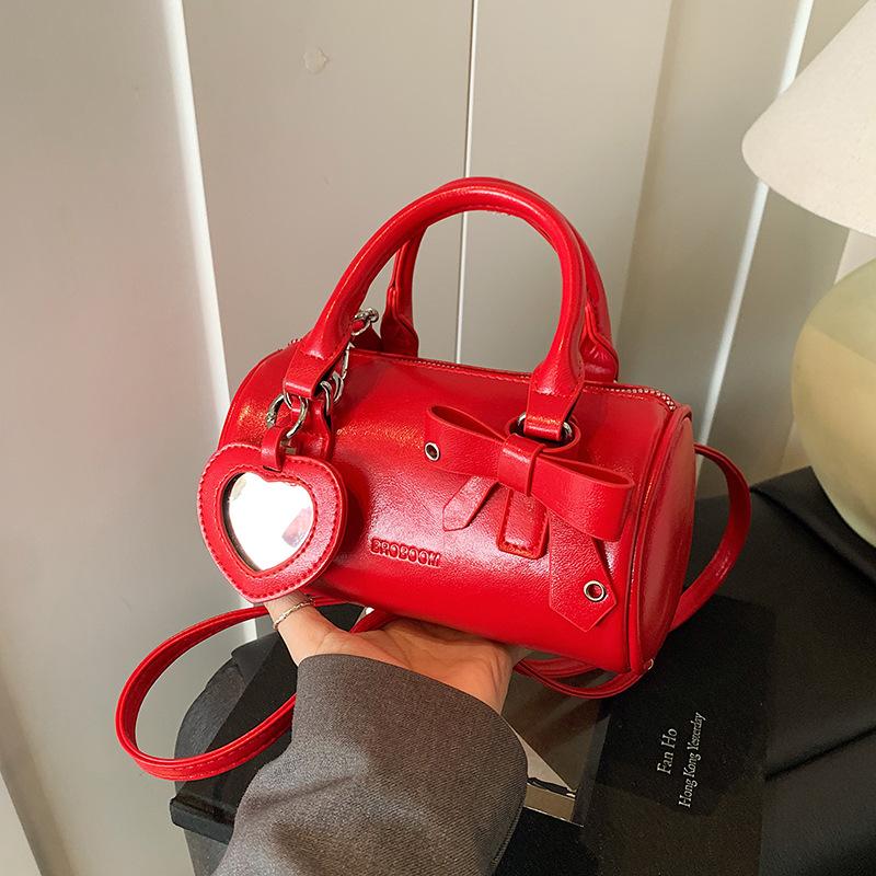 Cute Cylindrical Bag Women's 2025 New Fashion Portable Pink Pillow Bag Simple Shoulder Messenger Women's Bag