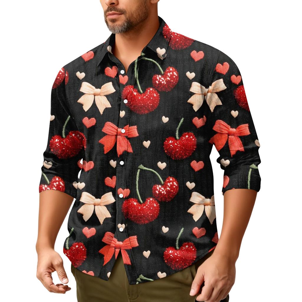 Мужская повседневная свободная рубашка с длинными рукавами, модная рубашка с лацканами, топ