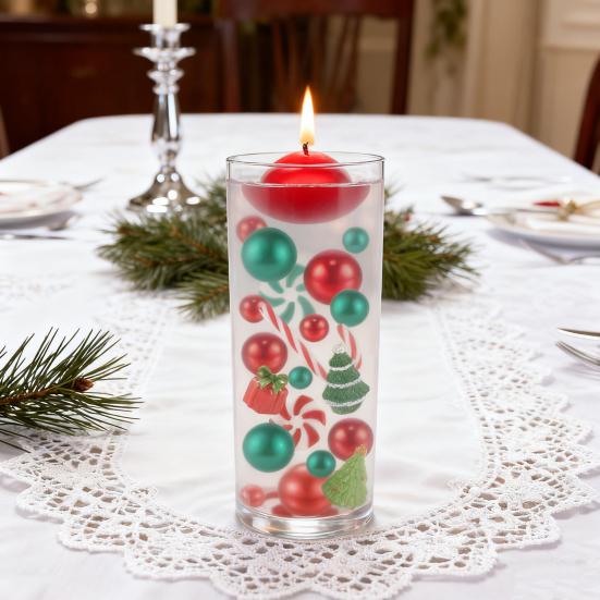 Christmas Vase Filler Decoration Plastic Green Red Cane Canes Water Beads Faux