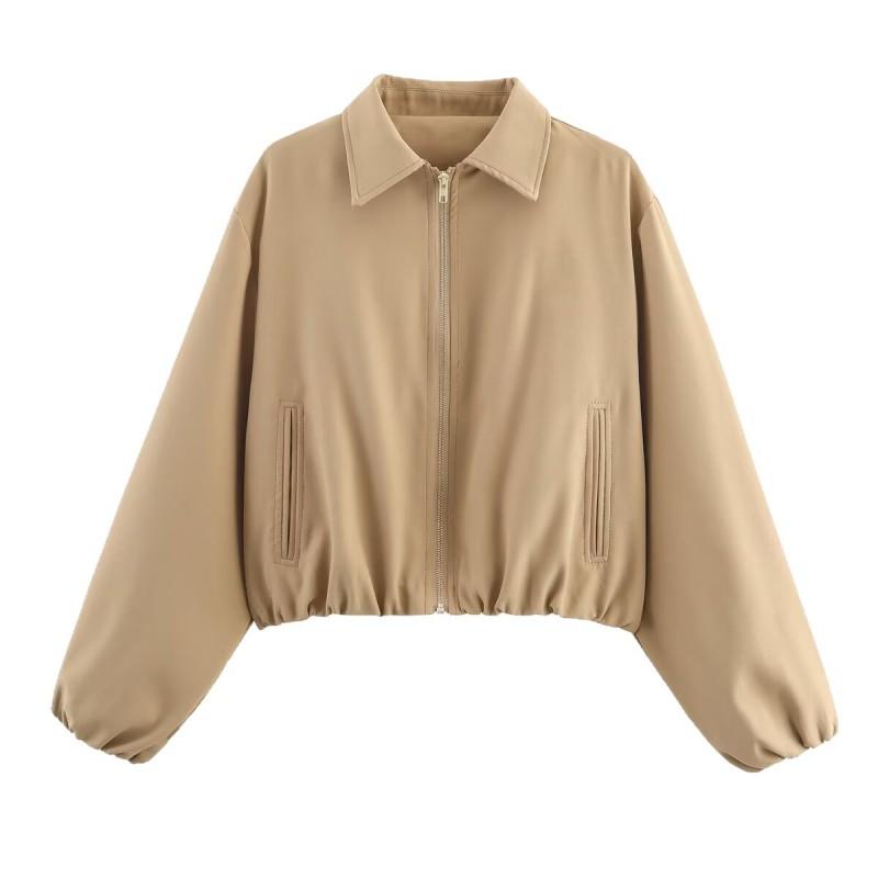 Womens Zip Up Jacket Loose Fit Turn Down Collar Casual Coat Multi Color Options