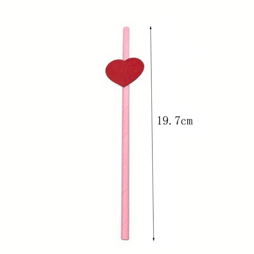 20Pcs Degradable Heart Paper Straws Eco-friendly Disposable Drinking Straw  Chinese Valentine's Day