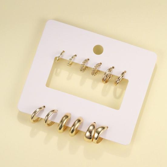 6 пар женских однотонных полированных сережек Huggie, гладких C-образных серег с гальваническим покрытием, украшения для ушей, ювелирные изделия