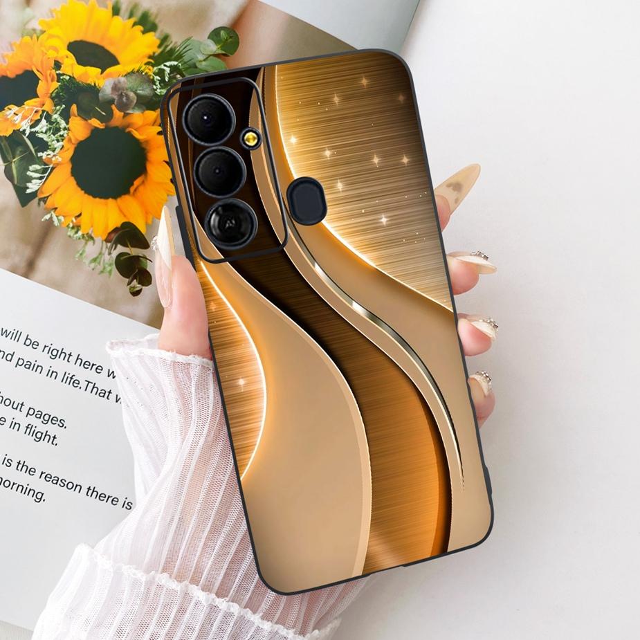 Чехол для Tecno Pop 6 GO BE6j Милый Цветок Бант Расписной Чехол Мягкий ТПУ Чехол для Телефона Для Tecno Pop 6 Pro BE8 Pop6 GO Задняя Крышка Coque