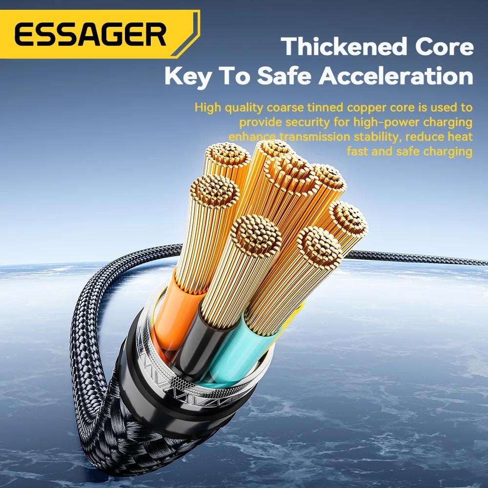 Essager USB C To USB Type C Cable 240W 5A PD 3.1 Fast Charging Charger Digital Cable For iPhone 15 Laptop MacBook Pro Xiaomi