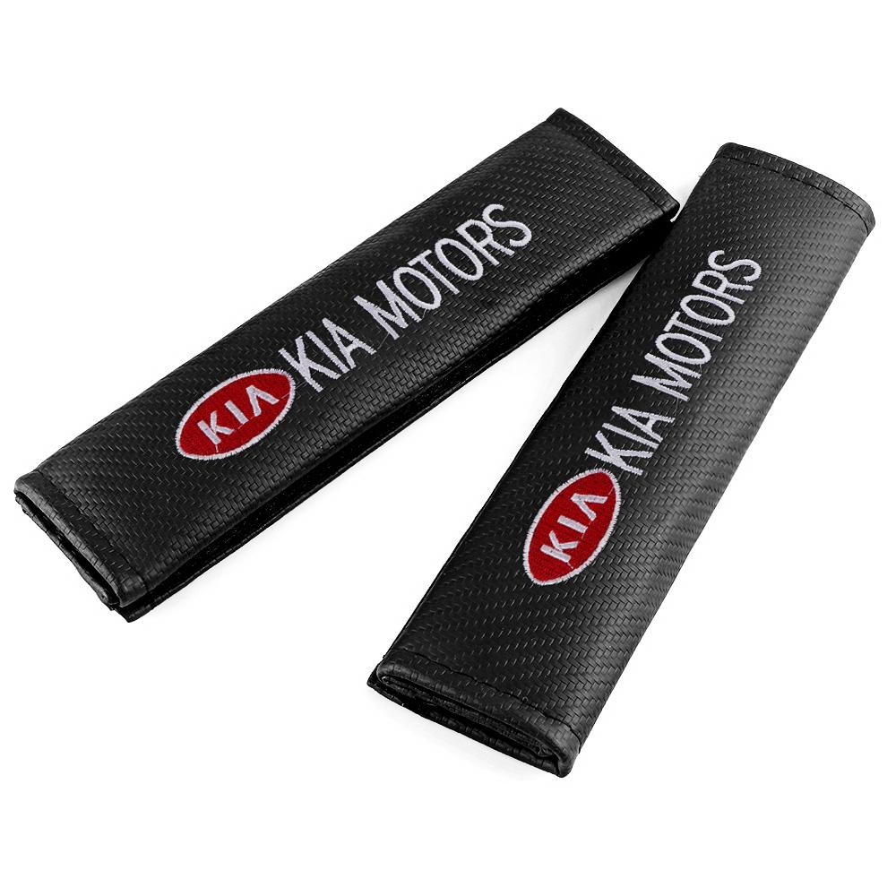 2026 Hot Car Sticker Car Seat Adjuster Carbon Fiber Seat Belt Shoulder Pad For KIA Sportage Ceed Sorento Cerato Optima Picanto R