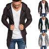 Men Splicing Hooded Solid Trench Coat Jacket Cardigan Long Sleeve Outwear Blouse