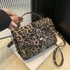 Маленькая квадратная сумка-тоут с клапаном для женщин, винтажный клатч, фирменный дизайн, леопардовый узор, сумка через плечо, женская сумка-мессенджер