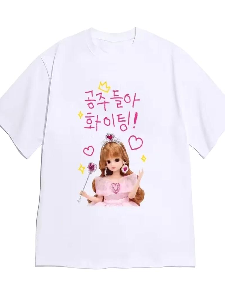 Women's Korean Alphabet & Hangul T-Shirt Casual Y2k Top Daily Wear Blouse Summer Korean Language Learning Apparel Vintage Tops