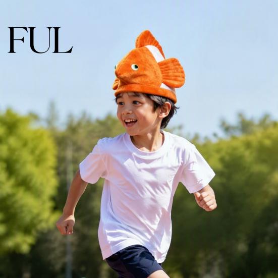 Clownfish Costume Hat Plush Clown Fish Hat, Halloween for Kids Ocean Party Adults, Cosplay Headwear Stage Performance Dress-up Prop