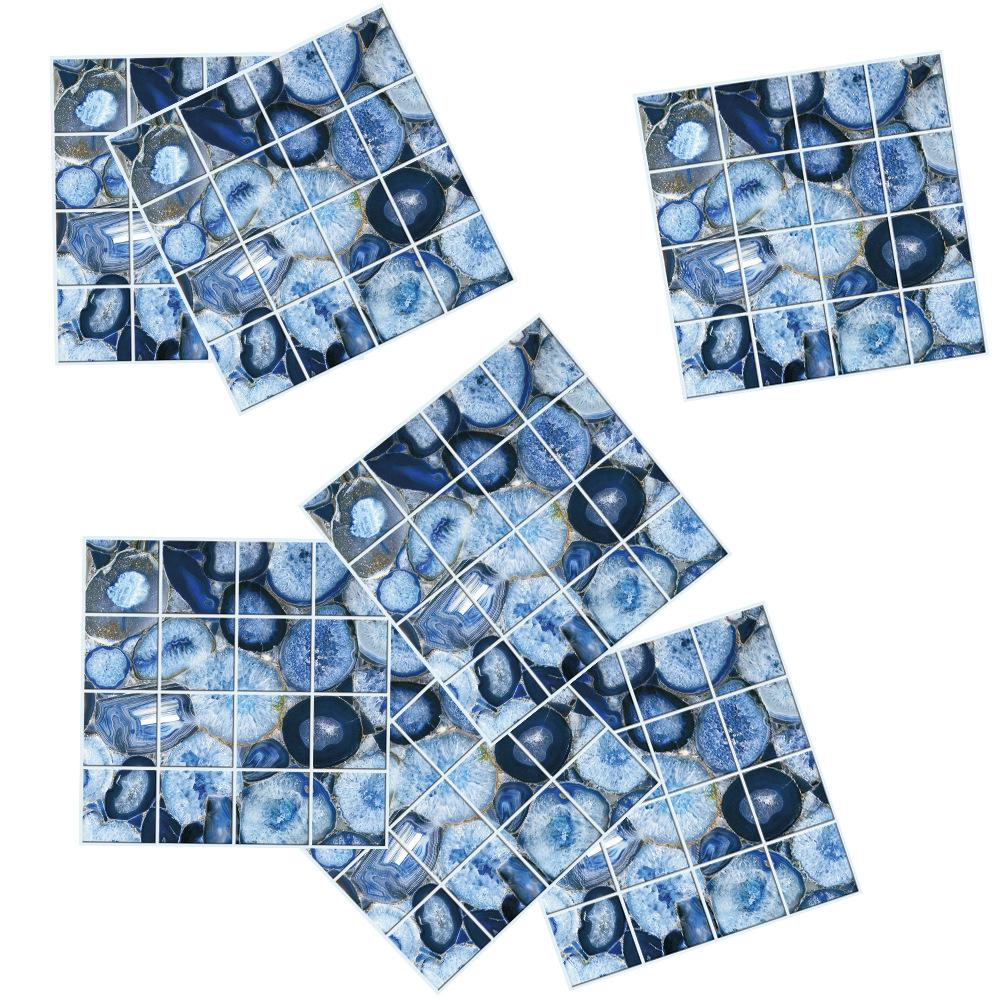 10 шт., наклейки на стену с имитацией синего мрамора, имитация кирпича, украшение для спальни, водонепроницаемые самоклеящиеся обои в виде плитки