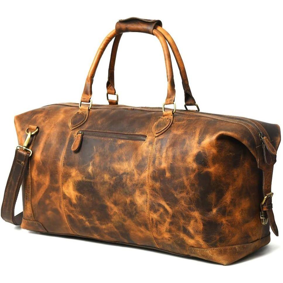 Сумка-даффл из кожи буйвола 24 дюйма | Дорожная сумка из натуральной кожи для мужчин и женщин | Ручная кладь | Мужская сумка-даффл