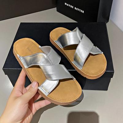 Мода Женские тапочки Лето Уличные Перекрестные ремешки Пляжная обувь для женщин Сандалии Горячая Распродажа Удобные Нескользящие Женские тапочки с открытым носком