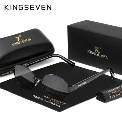 Kingseven Модные овальные солнцезащитные очки для мужчин и женщин UV400, защита глаз в ретро-сплавной оправе, солнцезащитные очки для вождения и отдыха на природе