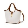 [CLA] Ivory Cowhide Color Block Canvas Tote Bag M DCBA6E192IV