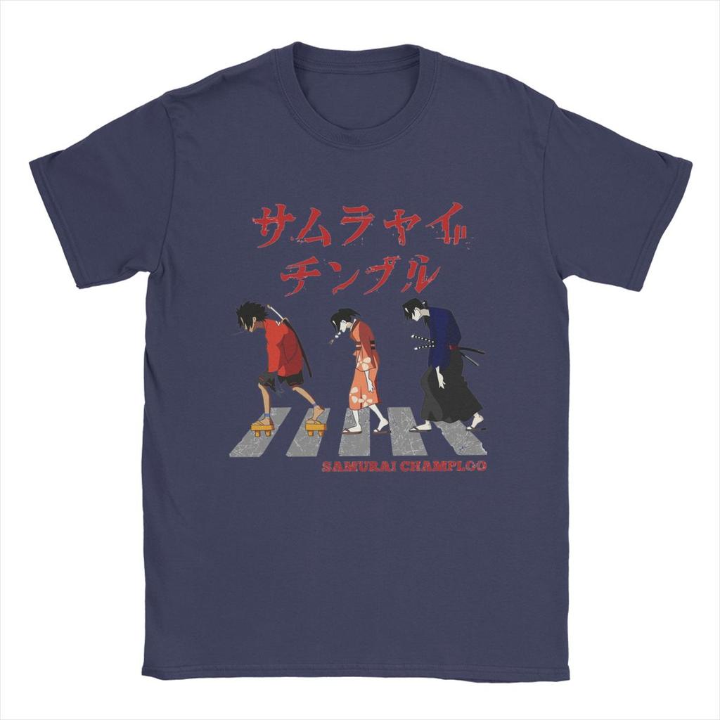 Samurai Champloo Walking Fuu Mugen Jin Футболки Мужские Чистый Хлопок Забавные Футболки Футболки с Круглым Вырезом Одежда с Коротким Рукавом С Принтом