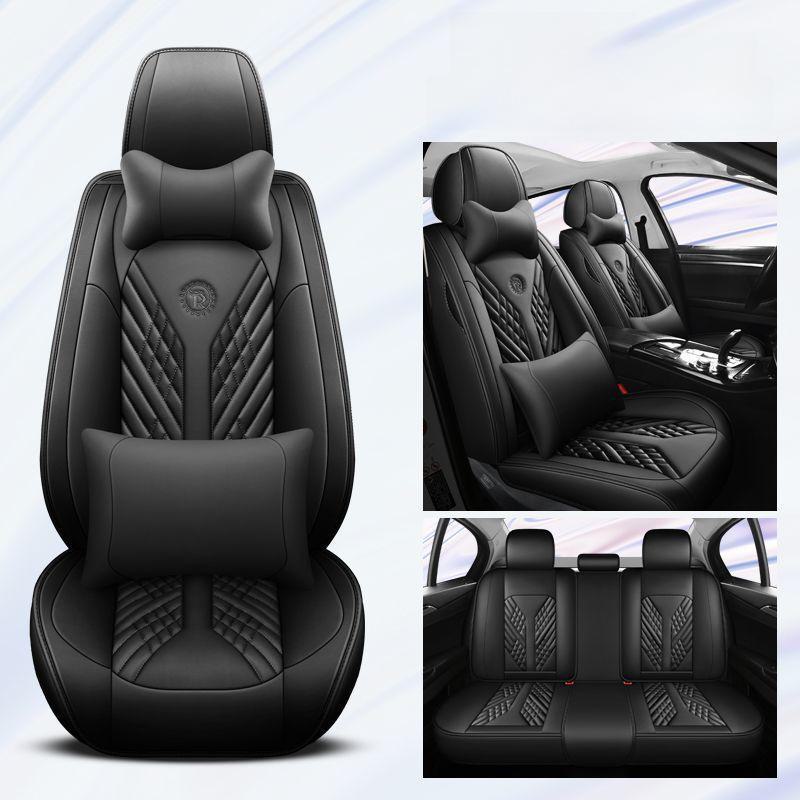 Стильные универсальные подушки для автомобильных сидений в черном и белом цвете, роскошные кожаные чехлы на все времена года