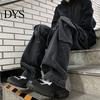 Брюки в ретро-стиле мужские карго стритстайл прямые широкие с эластичной талией длинные брюки эластичный пояс шнурок большие карманы джинсовые сшитые