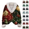 Women's Long Sleeve Christmas Snowflake Printed Plush Collar V-Neck Pullover Top