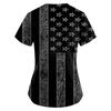 Women's Short Sleeve V-Neck Independence Day Printed Pocket Carer Top
