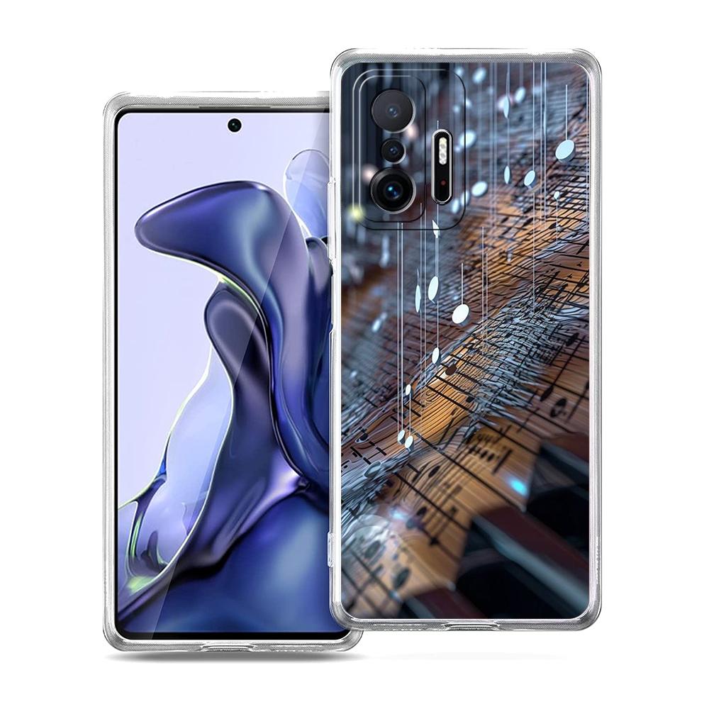 Прозрачный чехол для телефона для Xiaomi Mi 14 13 12 11 Ultra 13T 12T 11T Poco X3 NFC F3 F6 Pro Lite 5G Мягкий корпус из ТПУ Сумка с музыкальным принтом DDJ DJ