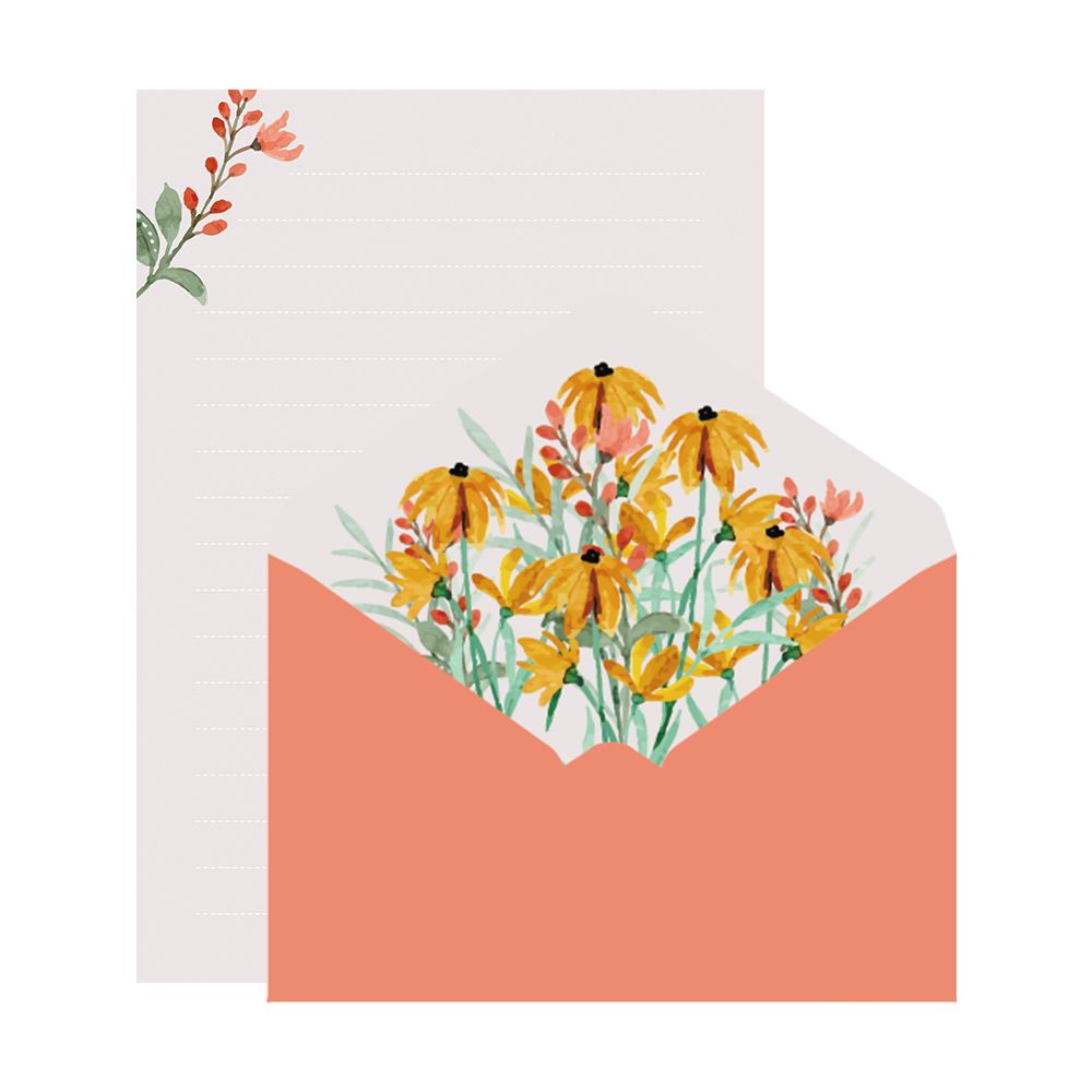 Office School Party Wedding Floral Pattern Paper Love Note Printed Flower Letter Envelopes Set