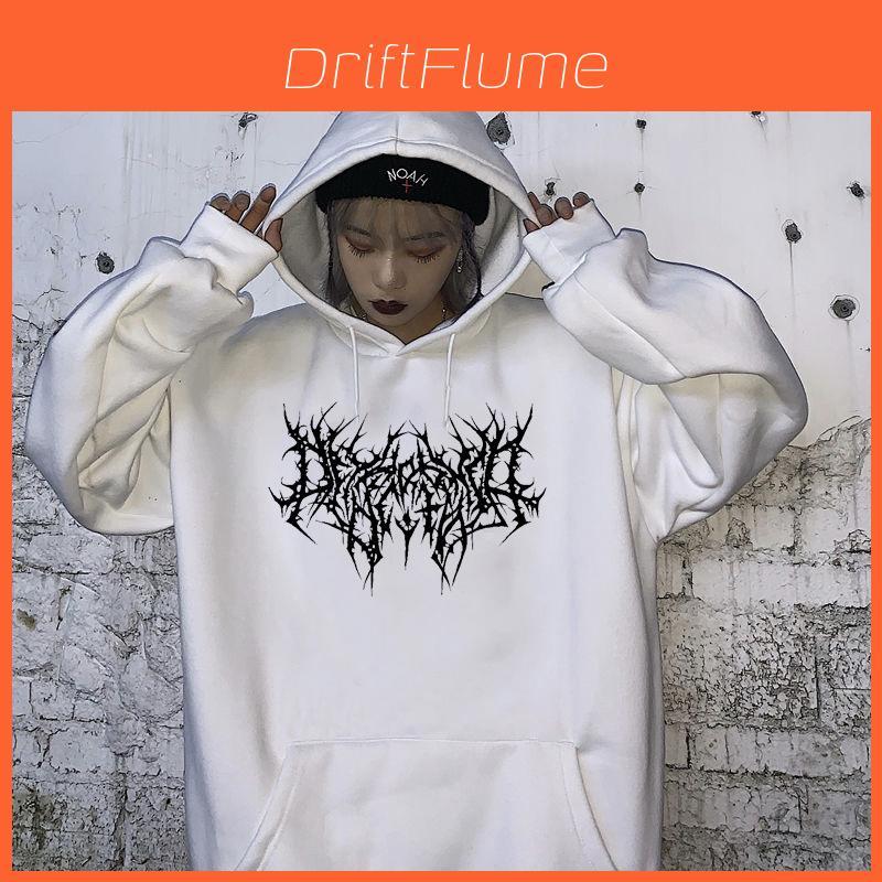 Худи в готическом стиле с капюшоном для женщин с принтом Streetwear Зимняя мода