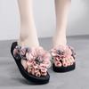 Fashion New Luxury Flower Women's Slippers Summer 3 Cm Thick Bottom Beach Play Beach Slippers Fashion Versatile Exquisite Women's Shoes