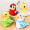 Kids Electric Cute Screams Parrots Moving Wings Plush Stuffed Doll Simulation Bird Animal Bag Keychain Pendant Decoration Toy