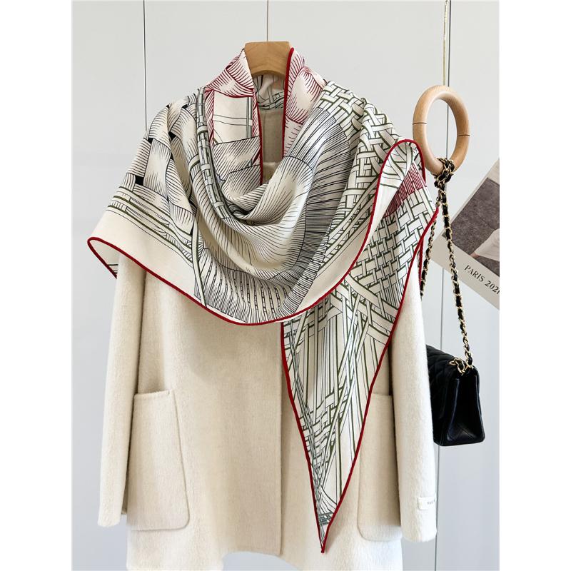 Luxury Mulberry Silk Wool Scarf Triangle Scarf Office Women's Hairband Folding Scarf Women's Shawl Scarf