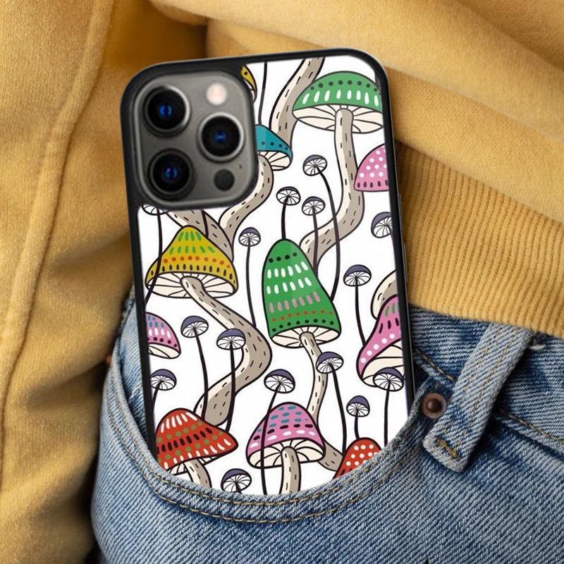 Психоделические Грибы Цветочные Мягкий Чехол для Телефона для iPhone 17 Air 16e Pro max 15 Pro 13 14 Plus 11 12 MagSafe Магнитный Чехол