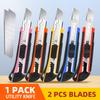 1 Pack Utility Knife Box Cutter Retractable, Blade Storage Design, Extra 2 PCS Snap Off Blades Included, Quick-Change Blades