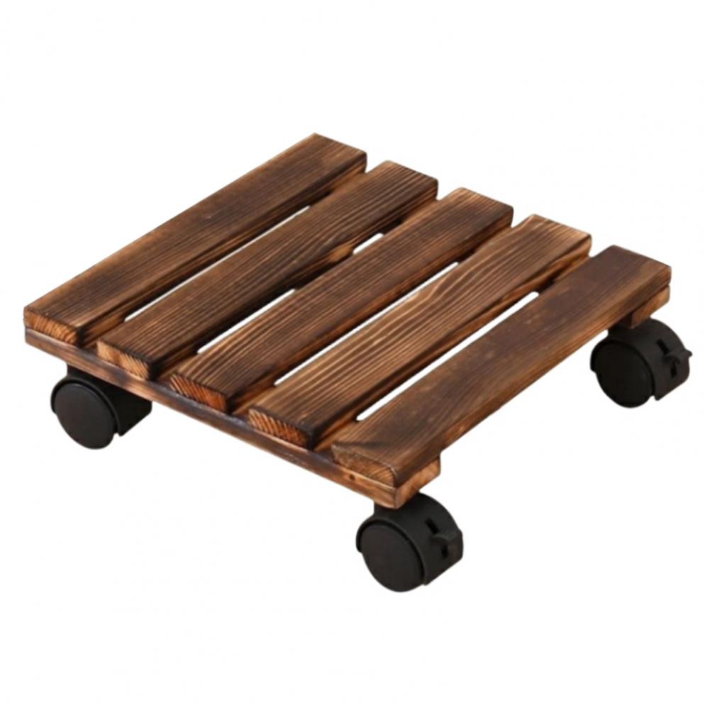 Wood Thick Movable Flower Stand Flower Holder Bonsai Flower Pot Tray Roller Base Stand With Universal Wheels Flowers Pot Base