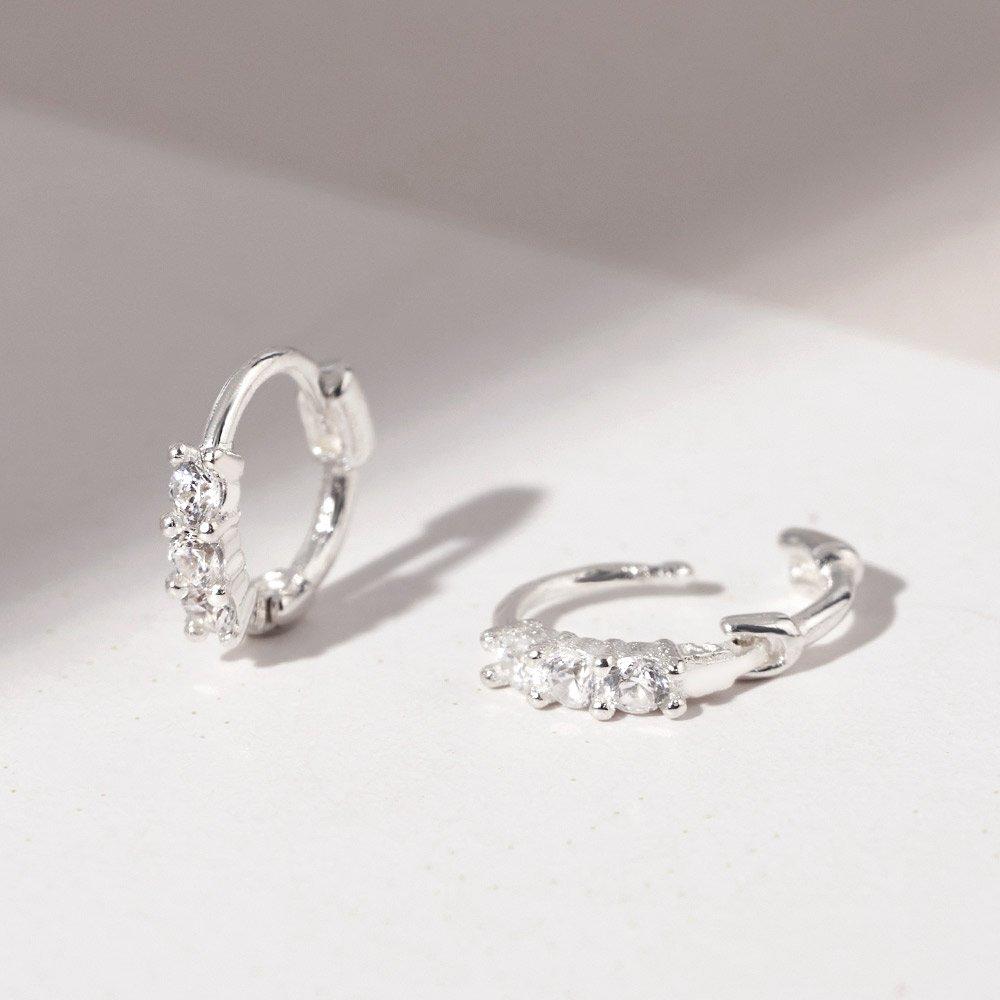 925 Silver Illy One-Touch Ring Earrings W